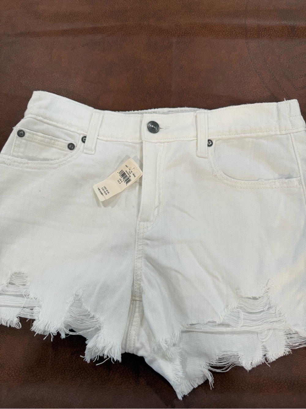 aerie White Distressed Denim Jean Shorts